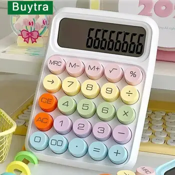 1 шт. кавайный калькулятор мультяшного карамельного цвета, бесшумная механическая клавиатура, настольный финансовый и бухгалтерский обучающий калькулятор