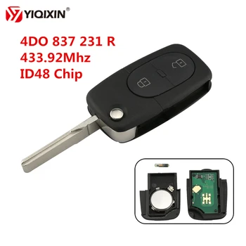 YIQIXIN 433,92 МГц 2 Кнопки Складной Флип Дистанционный Автомобильный Ключ С чипом-транспондером ID48 Для Audi A2 A3 A4 A6 A8 TT RS4 4DO 837 231 R