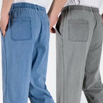 Новые мужские Деловые повседневные брюки, Мужские однотонные Хлопчатобумажные брюки с карманами, дышащие модные мягкие удобные брюки, большие размеры 5XL