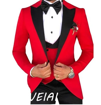 Сшитые на заказ Смокинги для жениха Terno Slim, Свадебный мужской костюм Terno Masculino (куртка + брюки + Жилет), Мужские Костюмы из 3 предметов для Мужчин
