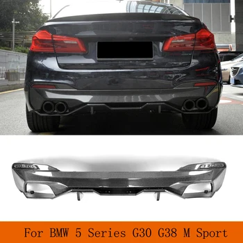 Задний Диффузор для BMW 5 Серии G30 G38 2017-2019 540i M Sport Sedan 4-Дверный Автомобильный Спойлер из Углеродного Волокна для нижнего Бампера FRP Черный