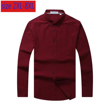 Новая Высококачественная Модная мужская рубашка из 100% хлопка с низом, Осень-Зима, Свободные Элегантные повседневные рубашки, Оксфорд, Большие размеры 2XL-7XL 8XL