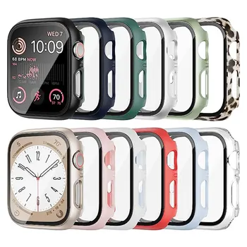 Стекло + крышка Для Apple Watch Case series 8 7 6 5 4 3 SE 44 мм 40 мм 45 мм 42-38-41 мм Защитная пленка для экрана Apple Watch Аксессуары