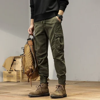 Осенне-зимние модные повседневные брюки в стиле ретро с несколькими карманами, брюки-карго, износостойкие уличные хлопковые мужские брюки
