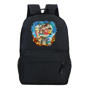 Аниме Хаяо Миядзаки Дорожные Сумки Kawaii Ponyo Школьные сумки Howl Рюкзак Для Ноутбука Модный Bolsa Feminina Студенческий Школьный Рюкзак