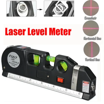 Многоцелевая Лазерная линейка-уровень Вертикальная Измерительная лента Выравниватель Прямая Линия Инфракрасный Лазерный Уровнемер Профессиональные аксессуары
