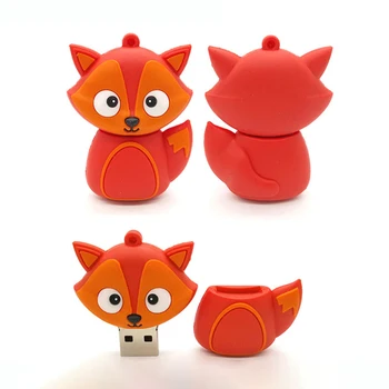 USB Флэш-Накопитель Cute Fox 128 ГБ Флеш-накопитель Подарочный Брелок Мультфильм 2,0 Memory Stick 256 ГБ 64 ГБ 32 ГБ 16 ГБ 8 ГБ USB Флэш-Накопитель