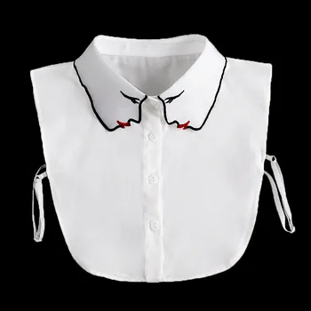 Linbaiway, Белый ложный воротник, Женская вышивка на лице, Шифоновая Тонкая рубашка из искусственного меха, блузка, Поддельные воротники, Рубашка, съемные воротники