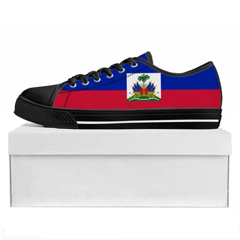 Гаитянский Флаг, Низкие Высококачественные Кроссовки, Мужские Женские парусиновые кроссовки для подростков, Гаити, Повседневная обувь для пар, Обувь на заказ
