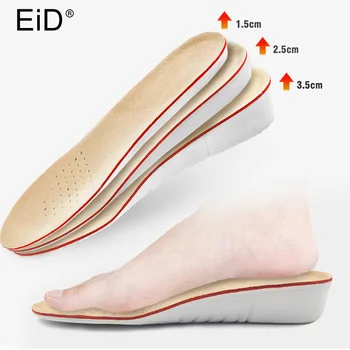 Увеличивающие рост стельки из свиной кожи EID для мужчин/женщин на 1/2/3 см выше, невидимая поддержка свода стопы, ортопедические стельки, амортизация
