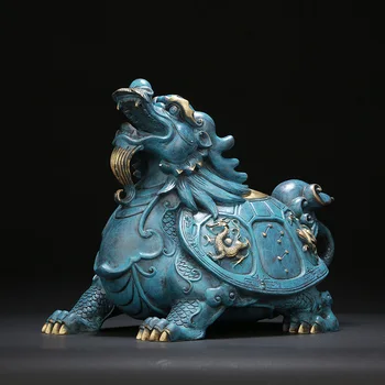 Чистый медный благоприятный зверь, статуя дракона, черепахи, китайские счастливые украшения, высококачественные аксессуары для украшения дома, гостиной