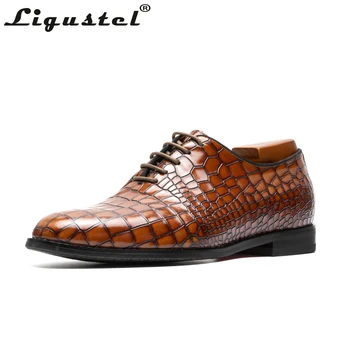 Ligustel/Мужская обувь Derss Из высококачественной крокодиловой кожи Ручной работы, Оксфорды с красной подошвой, Деловые вечерние туфли для свадебной вечеринки