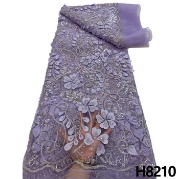 Африканская кружевная ткань HFX, Размер 5 2023, Высококачественная вышитая бисером французская кружевная ткань с цветочным рисунком и блестками, свадебное платье