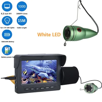 Видеоискатель для рыбалки 4,3 Дюймовый ЖК-монитор 1000TVL Комплект камеры для подводной рыбалки Белые огни для зимней рыбалки на ледяном озере