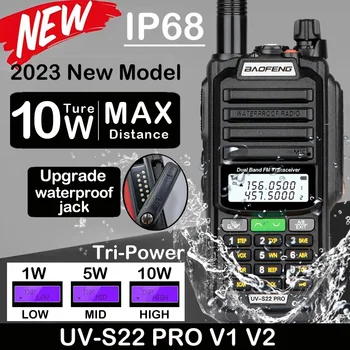 2023 Baofeng IP68 Водонепроницаемый UV-S22 PRO V2 10 Вт Мощность Портативной рации Type-C Зарядное Устройство Мощный UHF VHF Дальнего Действия UV-9R Плюс Радио