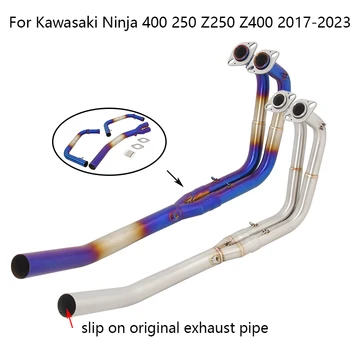 Выхлопная труба мотоцикла с оригинальными наконечниками из нержавеющей стали для Kawasaki Ninja 400 250 Z250 Z400 2017-2023