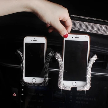 Универсальный автомобильный держатель для телефона с блестящим кристаллом Rhinestone Автомобильный зажим для крепления на вентиляционное отверстие Держатель для мобильного телефона для iPhone Samsung Автомобильный держатель